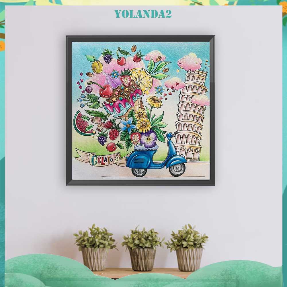 Tranh Đính Đá Kim Cương Toàn Bộ 5D DIY Hình Vẽ Hoa Trang Trí Nhà Cửa Xe Hơi