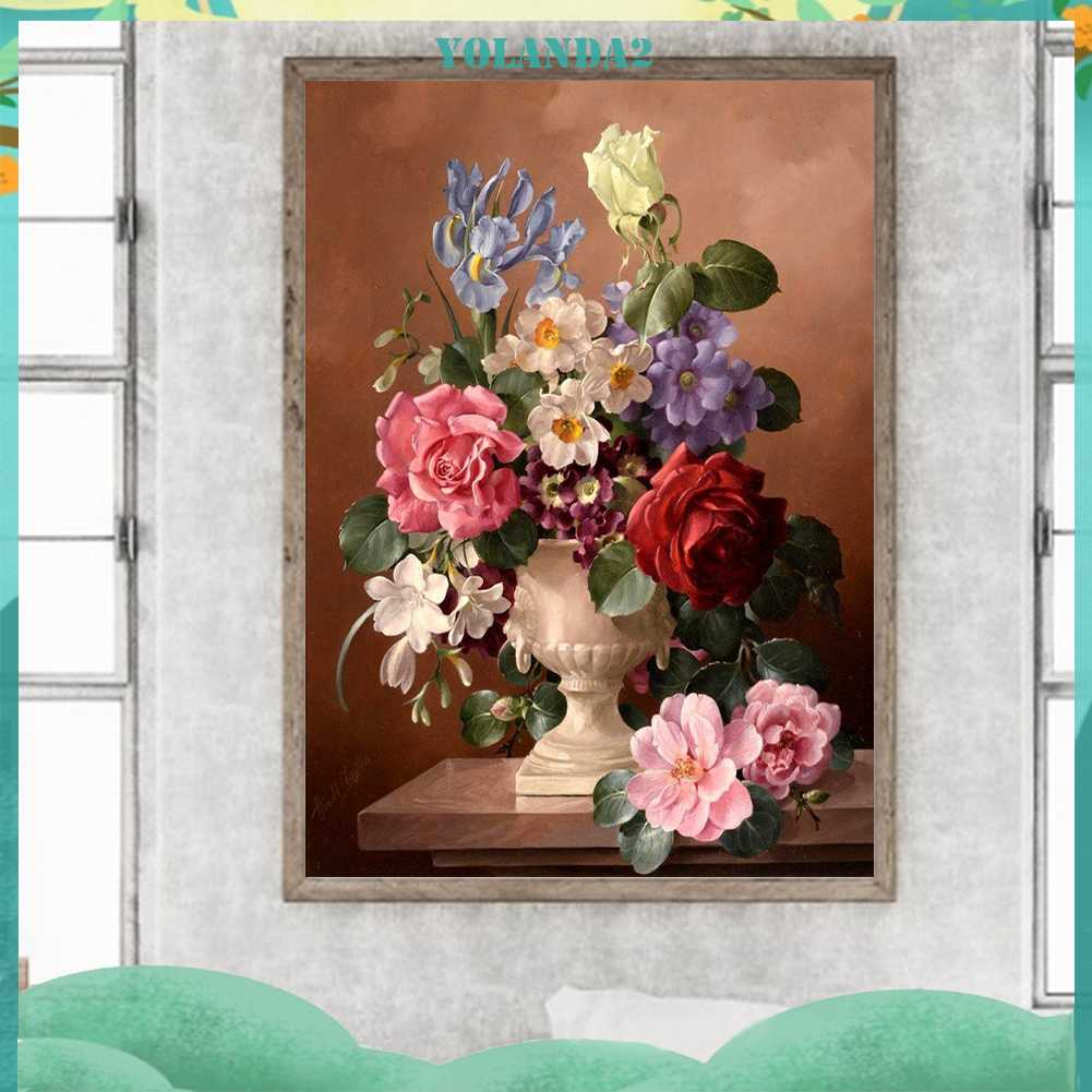 Tranh Đính Đá Kim Cương Toàn Bộ 5D DIY Hình Vẽ Hoa Trang Trí Nhà Cửa