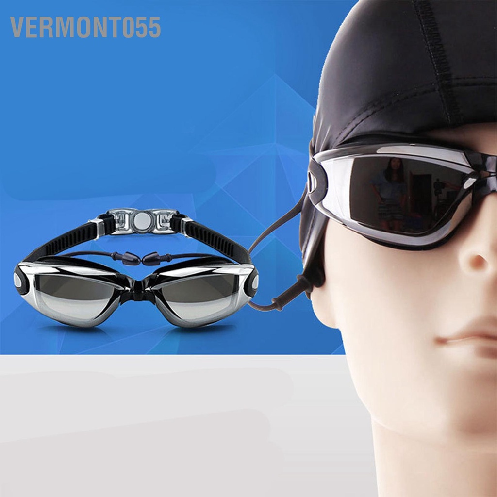 Vermont055 Kính bơi HD Chống sương mù chống nước Khung lớn mạ điện Formen Women
