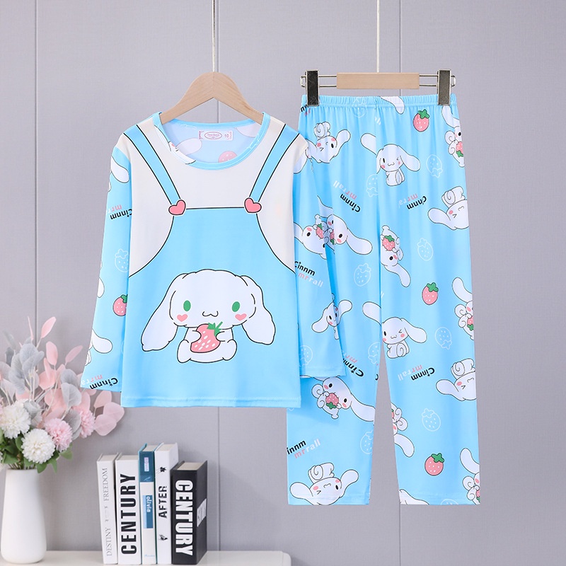 Bộ Đồ Ngủ Gấu Dâu Pijama Cho Bé Gái Tay Dài In Họa Tiết Hoạt Hình Kuromi Cinnamoroll Dễ Thương Thoải Mái