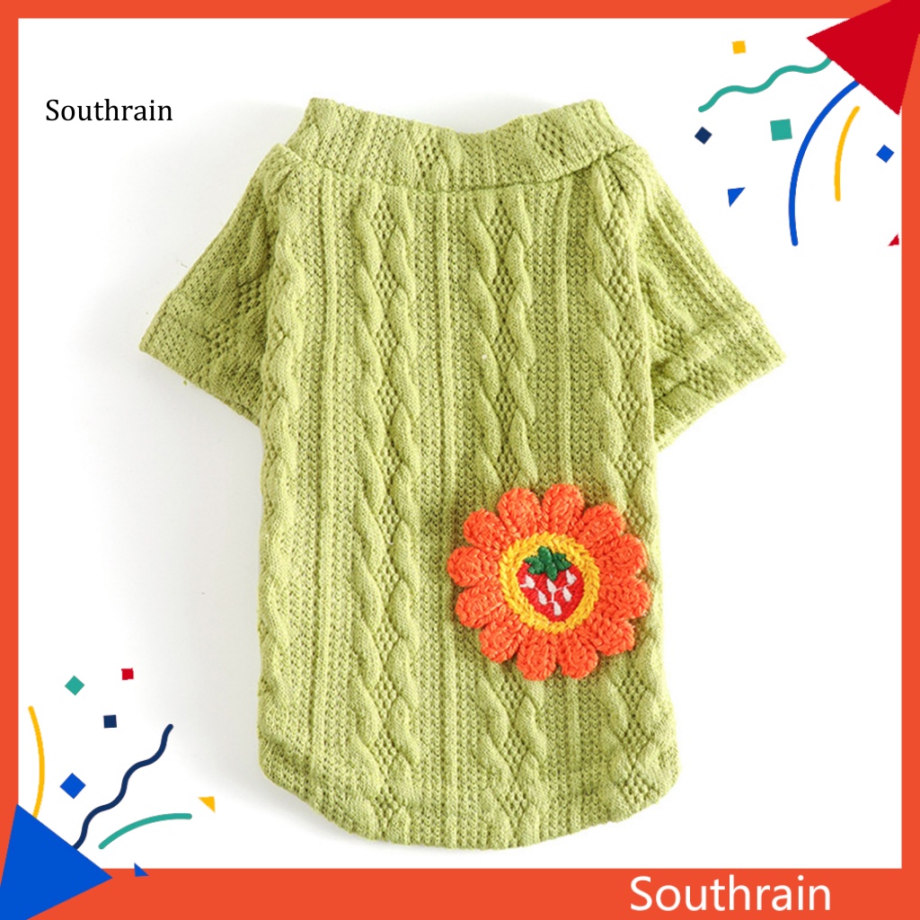 Áo Sweater Dệt Kim In Hoa Hướng Dương Thân Thiện Với Da Cho Cún Cưng