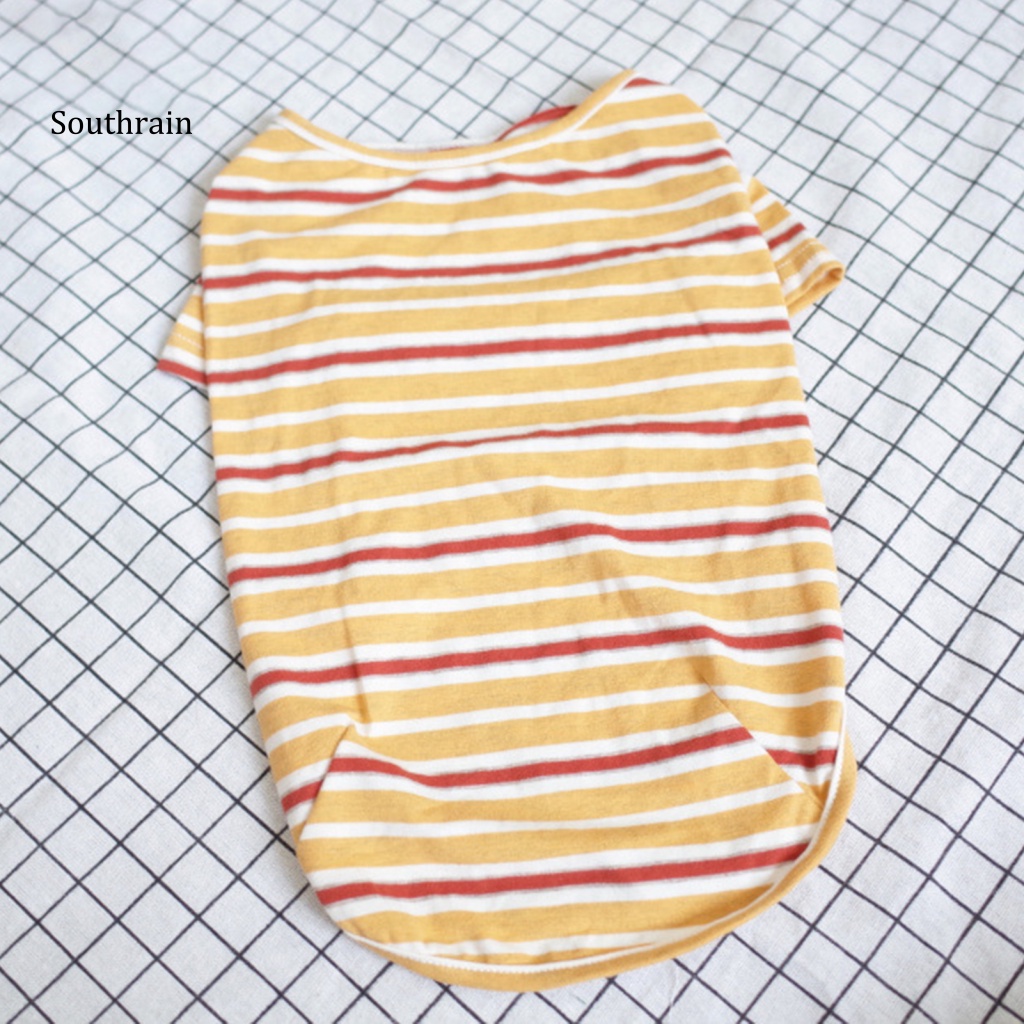 Áo Thun Mỏng Hai Lớp Co Giãn Họa Tiết Sọc Dành Cho Cún Cưng