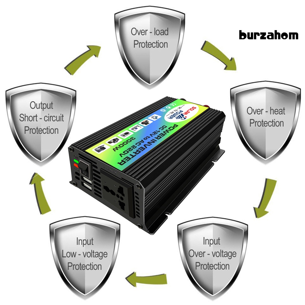 Bộ Chuyển Đổi Nguồn Điện 3000W DC 12V Sang AC 110V Hai Cổng USB Cho Xe Hơi