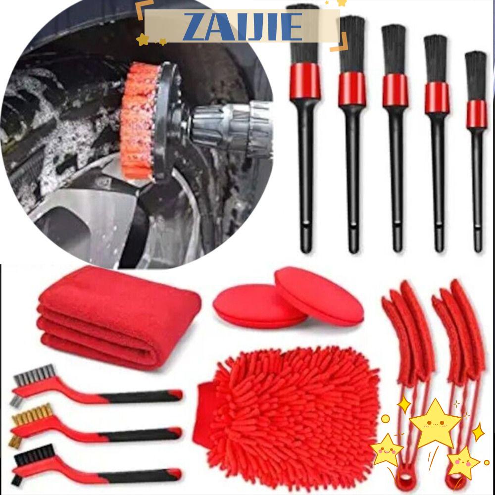 Set 24 / 18 Bàn Chải Mạ Niken Tròn Làm Sạch Lốp Xe Hơi Nội Thất Crevice