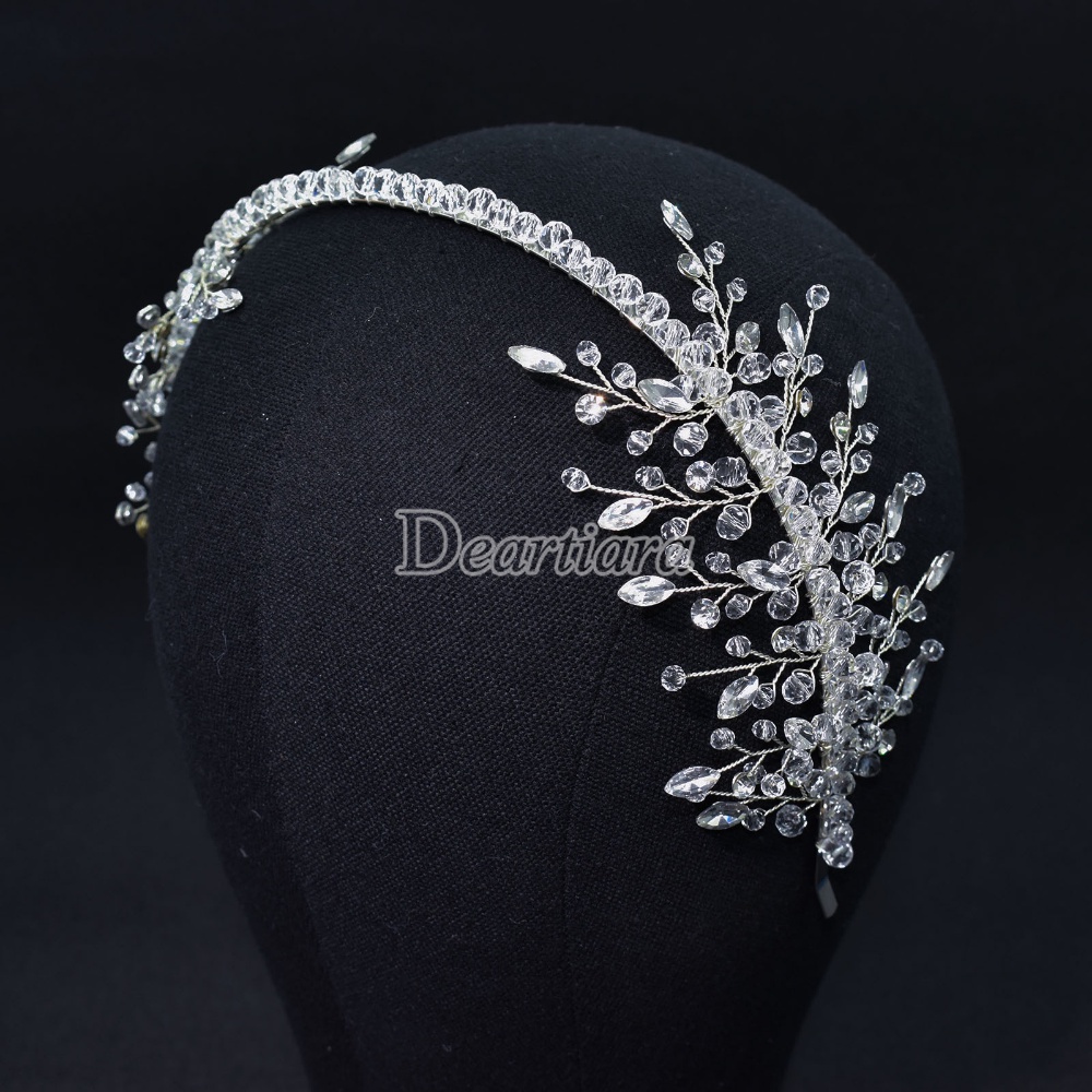 Băng Đô Cài Tóc Cô Dâu Đính Đá Pha Lê Handmade Thời Trang DZ069