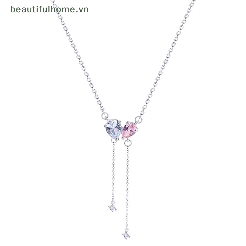 [beautifulhome] Vòng cổ Mặt Hình Trái Tim Đính Đá Zircon Màu Hồng Trắng Thanh Lịch Thời Trang Mới Làm Quà Tặng Tiệc Tùng Cho Nữ [beauty