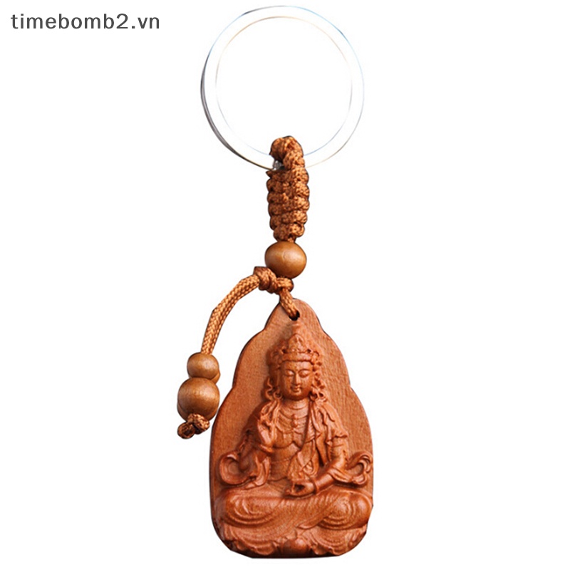 {Timebomb} Móc Chìa Khóa / Túi / Xe Hơi Bằng Gỗ Khắc Hình Phật May Mắn