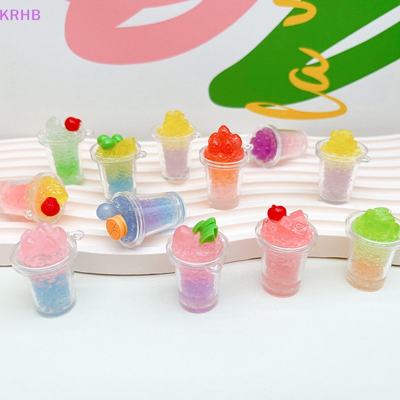 Set 2 Ly Kem / Trái Cây Dạ Quang Trang Trí Ốp Điện Thoại / Móc Khóa Hình Ly Kem DIY Mới