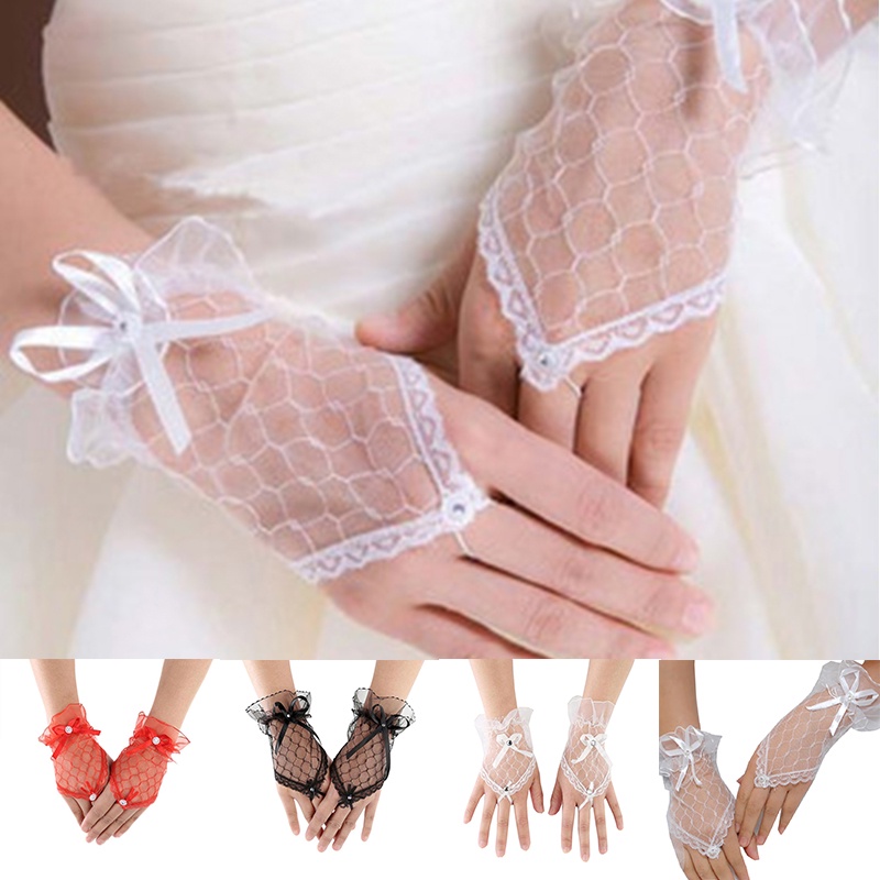 1 Đôi Găng Tay Ren Hở Ngón Màu Sắc Thanh Lịch Cho Cô Dâu