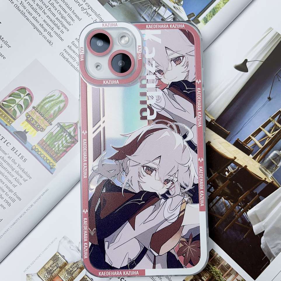 Genshin impact Kaedehara Kazuha Transparent Laser Case for iPhone 14 13 12 11 pro promax x xs xsmax xr 7 8 plus
