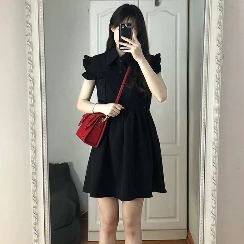 Đầm Màu Đen Thiết Kế Nhỏ Nhắn Xinh Xắn Thời Trang Mùa Hè Theo Phong Cách Pháp