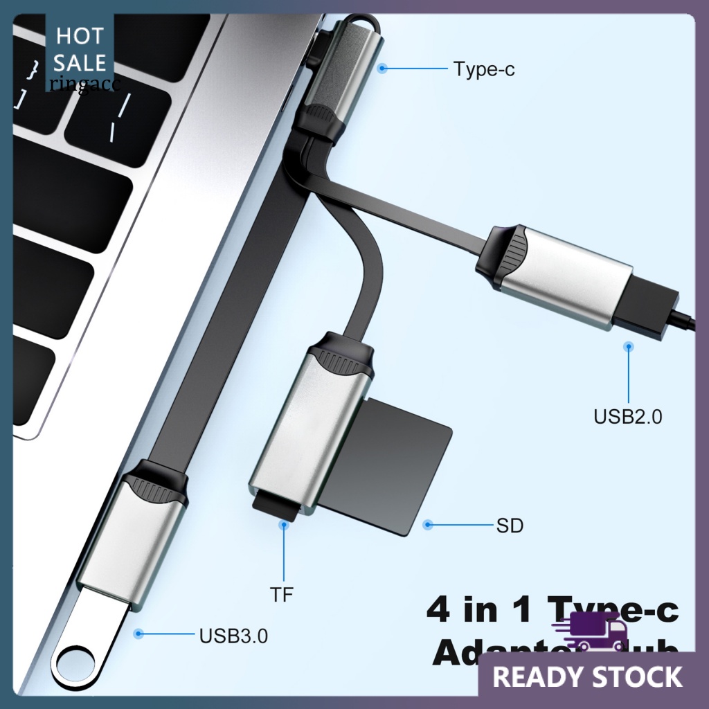 Bộ Chia Cổng Type C 10Gbps Ổn Định Bằng Hợp Kim Nhôm 4 Trong 1 Đa Năng