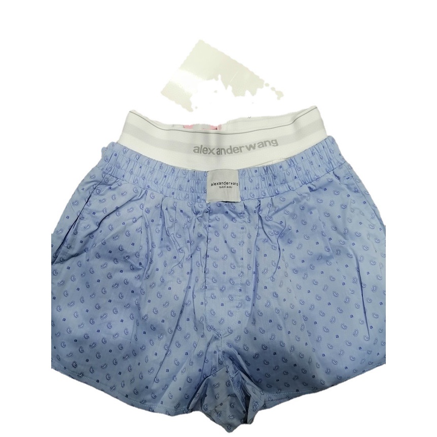 ZDJ7 Alexander Wang 23 summer new letter shorts high waist loose casual slimming women's shorts wide leg pants