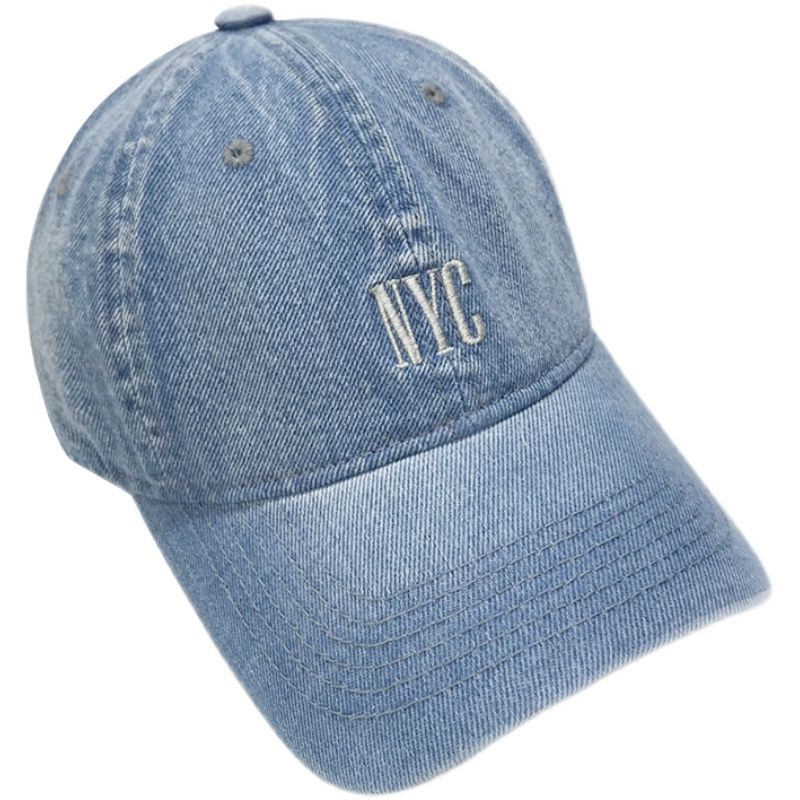 Mũ Lưỡi Trai Denim Thêu Chữ NYC Phong Cách Hàn Quốc Dễ Phối Đồ Thời Trang Xuân Hè Cho Cặp Đôi