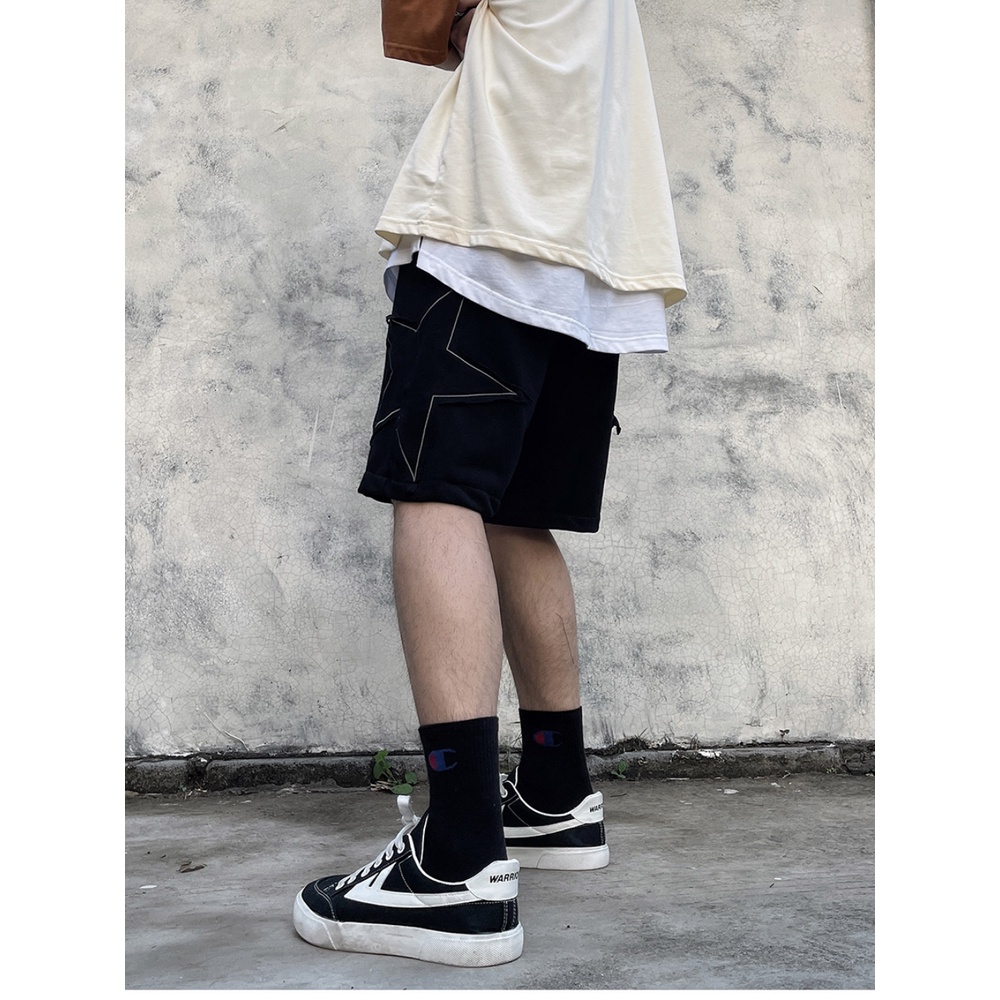 Quần Short Lưng Thun Ống Rộng Thêu Hình Ngôi Sao Phong Cách Mỹ Cổ Điển Thời Trang Mùa Hè Hàng Mới 2023 Dành Cho Bạn Nữ