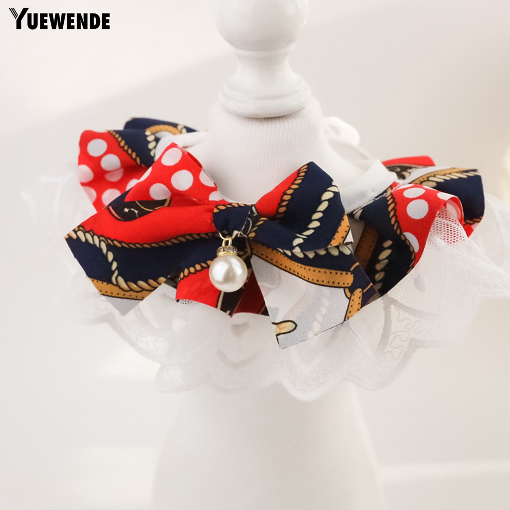 Yq.e Vòng Cổ Đính Ngọc Trai Giả Thân Thiện Với Da Không Dị Ứng Trang Trí Vòng Cổ Cho Thú Cưng Bằng Polyester In Hình Mèo