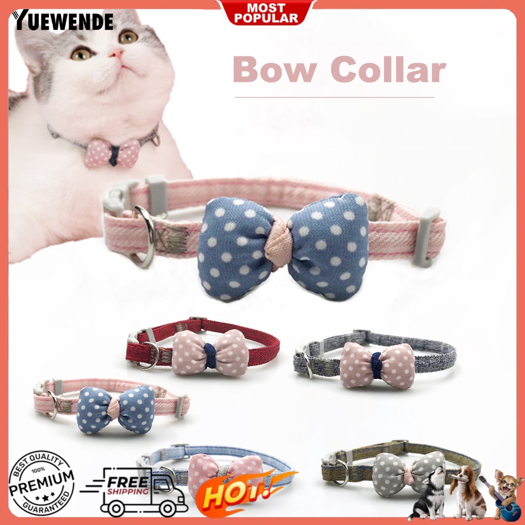 Vòng Cổ Thoáng Khí Không Phai Họa Tiết Kẻ Sọc Đính Nơ Cho Thú Cưng YQ.E