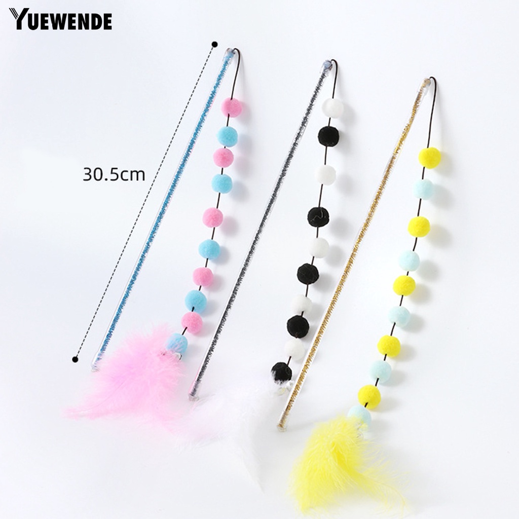 Yq.e Gậy Lông Vũ Dài Nhiều Màu Sắc Chống Cắn Thoải Mái Để Trêu Mèo Con Có Chuông Tương Tác Đa Năng Dành Cho Sử Dụng Tại Nhà