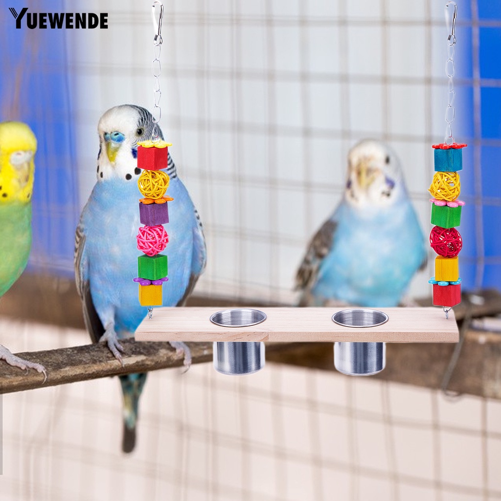 Giá Đỡ Đứng Kèm 2 Cốc Đựng Thức Ăn Có Thể Tái Sử Dụng Cho Chim Vẹt