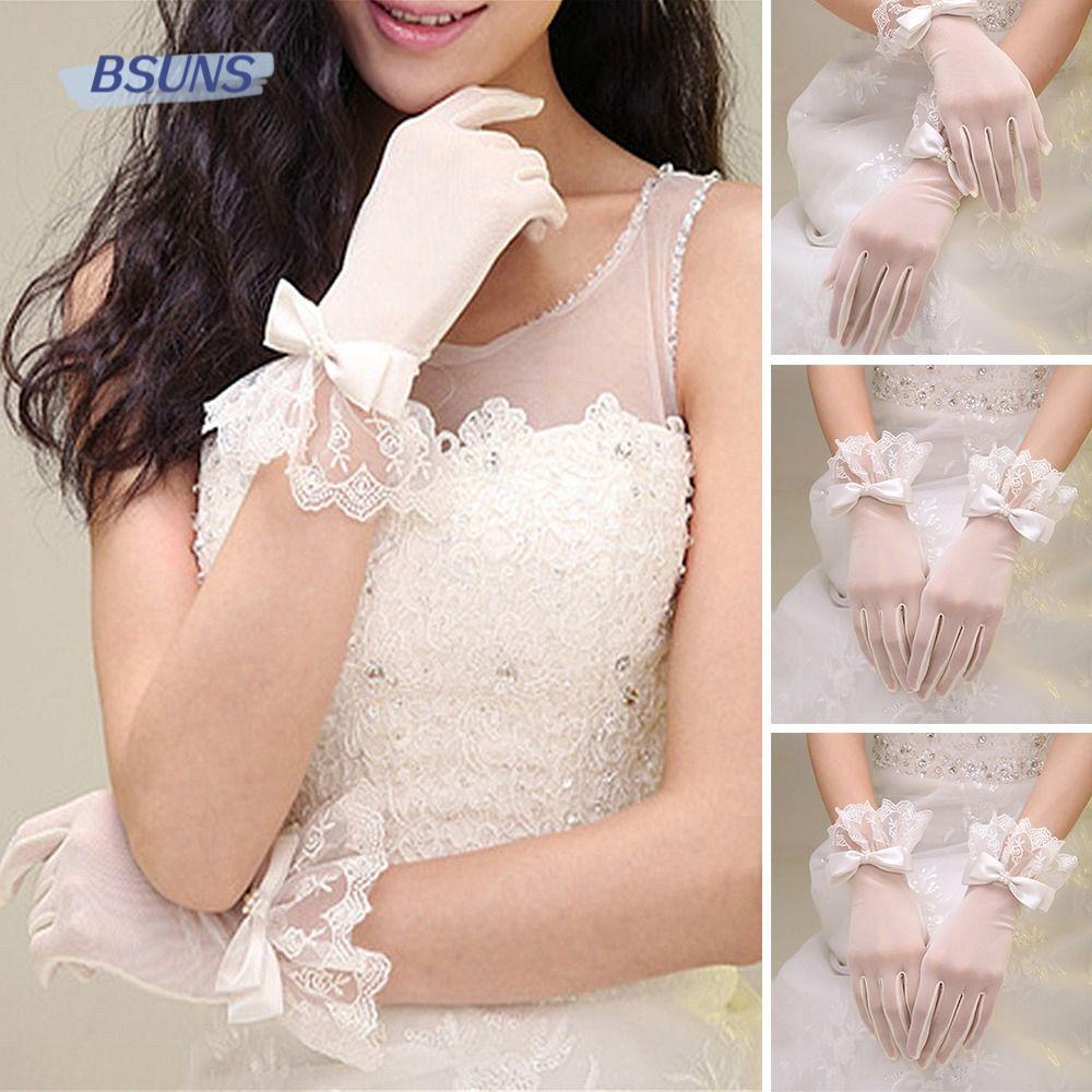 Găng Tay Cô Dâu Đính Nơ Sang Trọng