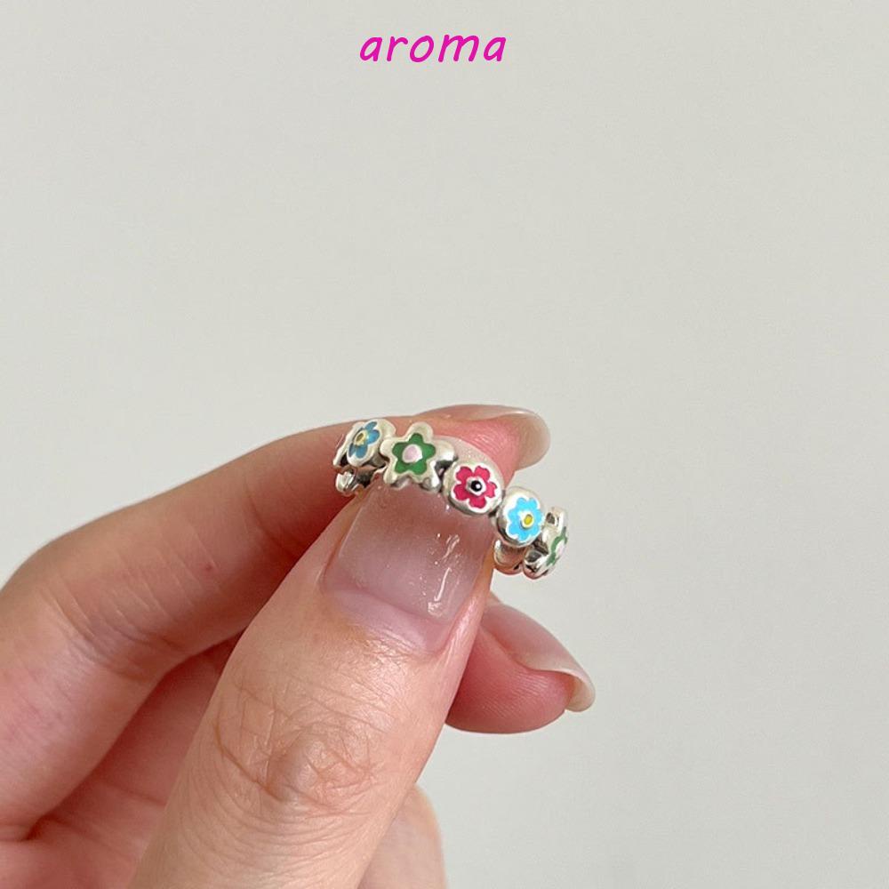 Nhẫn Hình Hoa Nhỏ Nhiều Màu Sắc Phong Cách Hàn Quốc Thời Trang Cho Nữ