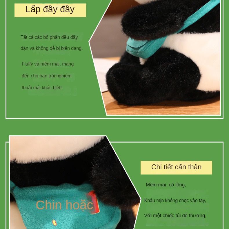 Gấu Trúc Nhồi Bông Cỡ Lớn Thiết Kế Dễ Thương Dùng Làm Quà Tặng Cho Bé Gái