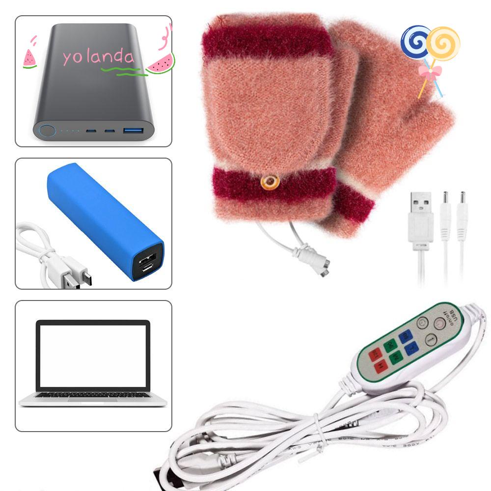 Găng Tay Hở Ngón Sưởi Ấm Hai Mặt Sạc USB Tiện Lợi Dành Cho Mùa Đông