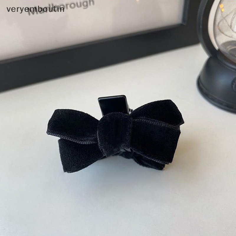 Kẹp Tóc Nơ Bằng Nhung Màu Đen Thời Trang Mùa Hè Cho Nữ
