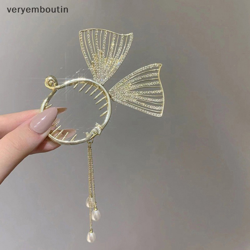 Kẹp Tóc Đuôi Ngựa Đính Đá Ngọc Trai Giả Tua Rua Thời Trang Cho Nữ