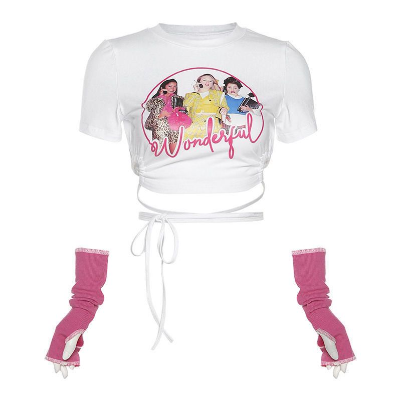 Áo Thun Tay Ngắn Phối Dây Rút Thời Trang Mùa Hè Mới Cho Nữ