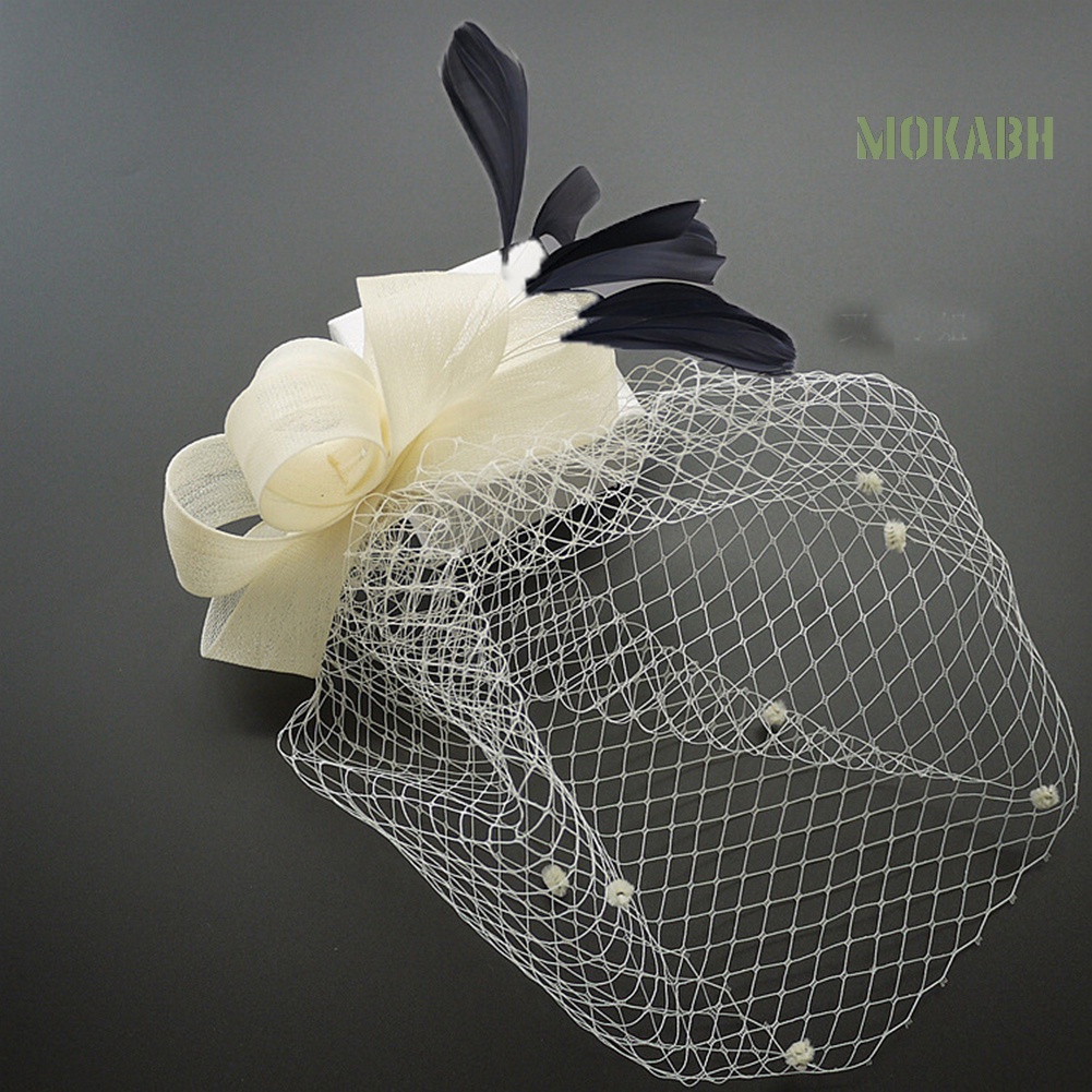 Kẹp Tóc Hình Nón Phối Mạng Che Mặt Lông Vũ Phong Cách Cổ Điển Thời Trang Cho Nữ