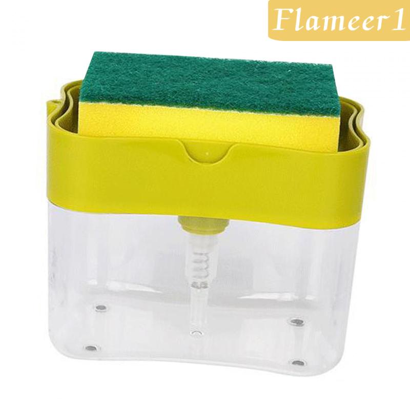 1 Bình Đựng Xà Phòng Và Giá Đỡ Bọt Biển Rửa Chén Dạng Bơm Tiện Dụng Cho Nhà Bếp
