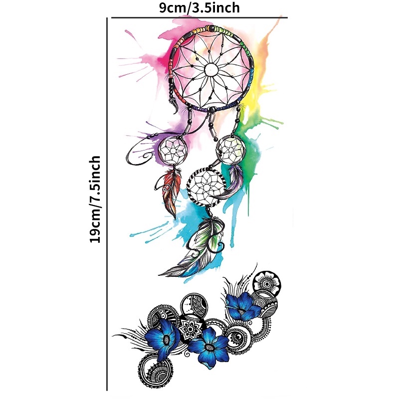Hình Xăm Dán Tạm Thời Henna Ren Hoa Hồng Và Bướm Chống Nước