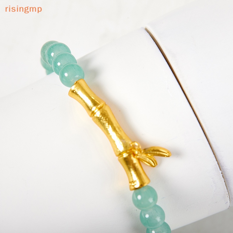 Vòng Tay Hạt Đá Ngọc Bích Nhân Tạo Hình Hoa Sen / Lá Sen Handmade Phong Cách Cổ Điển Thời Trang Cho Nữ