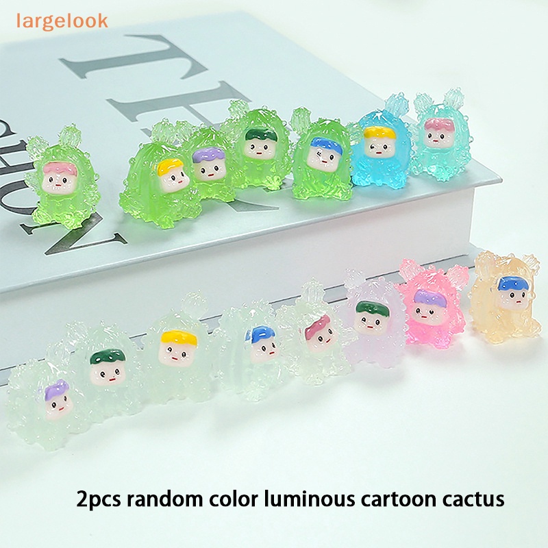 Set 2 Đồ trang trí Cây Xương Rồng Dạ Quang Dễ Thương Bằng Nhựa Resin Trang Trí Tiểu Cảnh