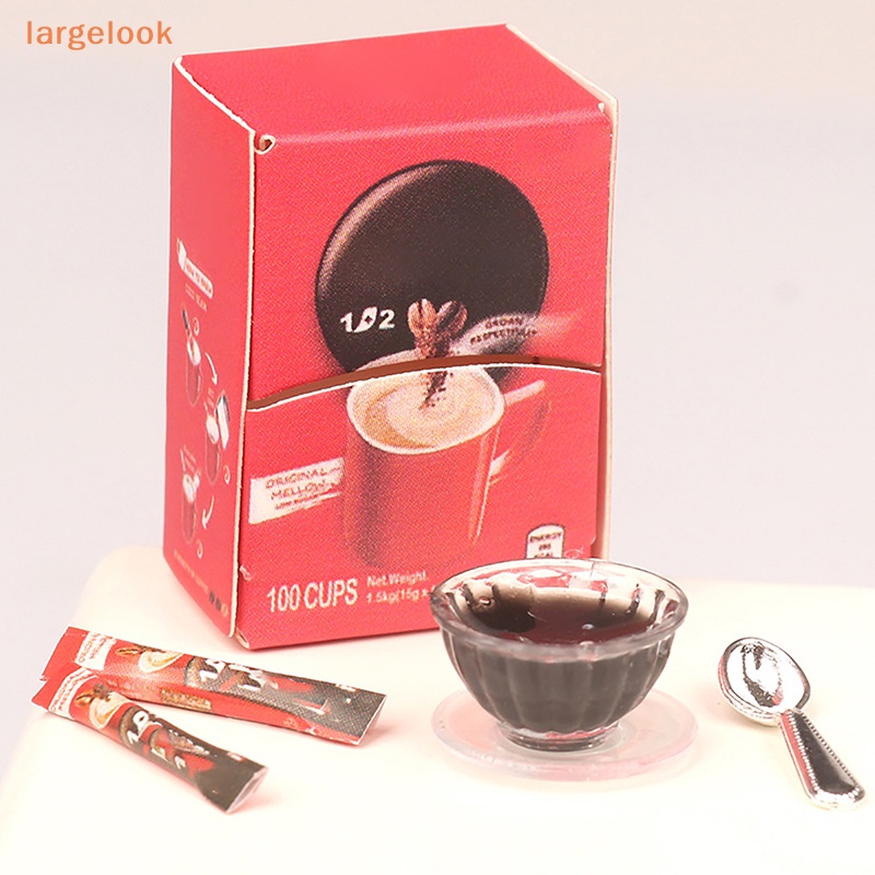 1 Set Mô Hình Ly Cà Phê + Hộp Đóng Gói Độc Đáo Trang Trí Nhà Búp Bê 1: 12