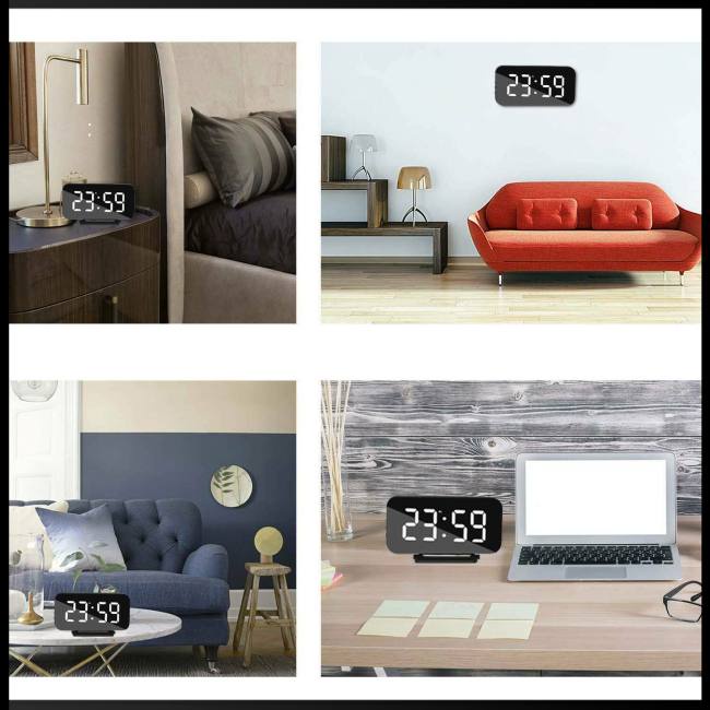 Đồng Hồ Báo Thức Kỹ Thuật Số 2 Cổng Sạc Usb Có Thể Điều Chỉnh Độ Sáng