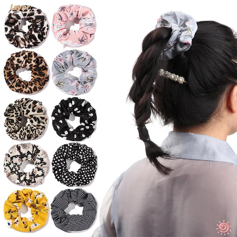 LAY Dây Cột Tóc Co Giãn Bằng Nhung In Họa Tiết Da Báo Thời Trang Cho Nữ