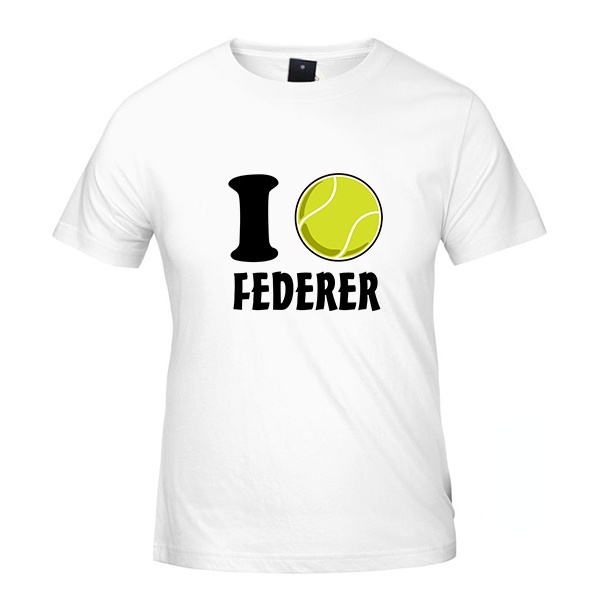 Feder Roger FEDERER Tôi Yêu Quần Vợt Cotton Nguyên Chất Nam Nữ Áo Thun Tay Ngắn top tee