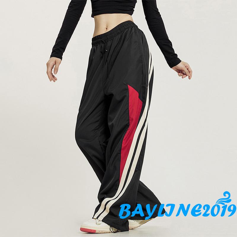 Quần Jogger Dáng Rộng Có Túi Dây Rút Màu Sắc Tương Phản Thời Trang Đường Phố Cho Nữ
