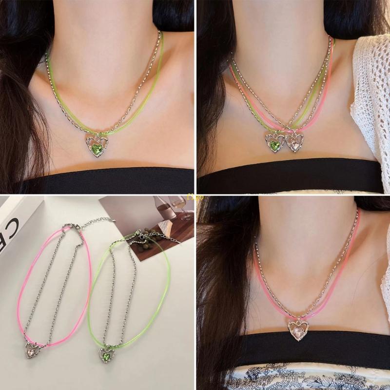 Flgo Dây Chuyền Hai Lớp Xương Quai Xanh Tuyệt Vời Cho Thanh Thiếu Niên Y2K Mặc Hàng Ngày