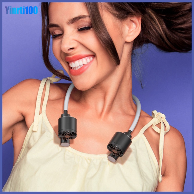 Quạt Làm Mát Thể Thao Đeo Cổ Không Cánh Chạy Pin 2400mah Hai Đầu Yên Tĩnh Có Thể Sạc Lại Bằng Cổng Usb