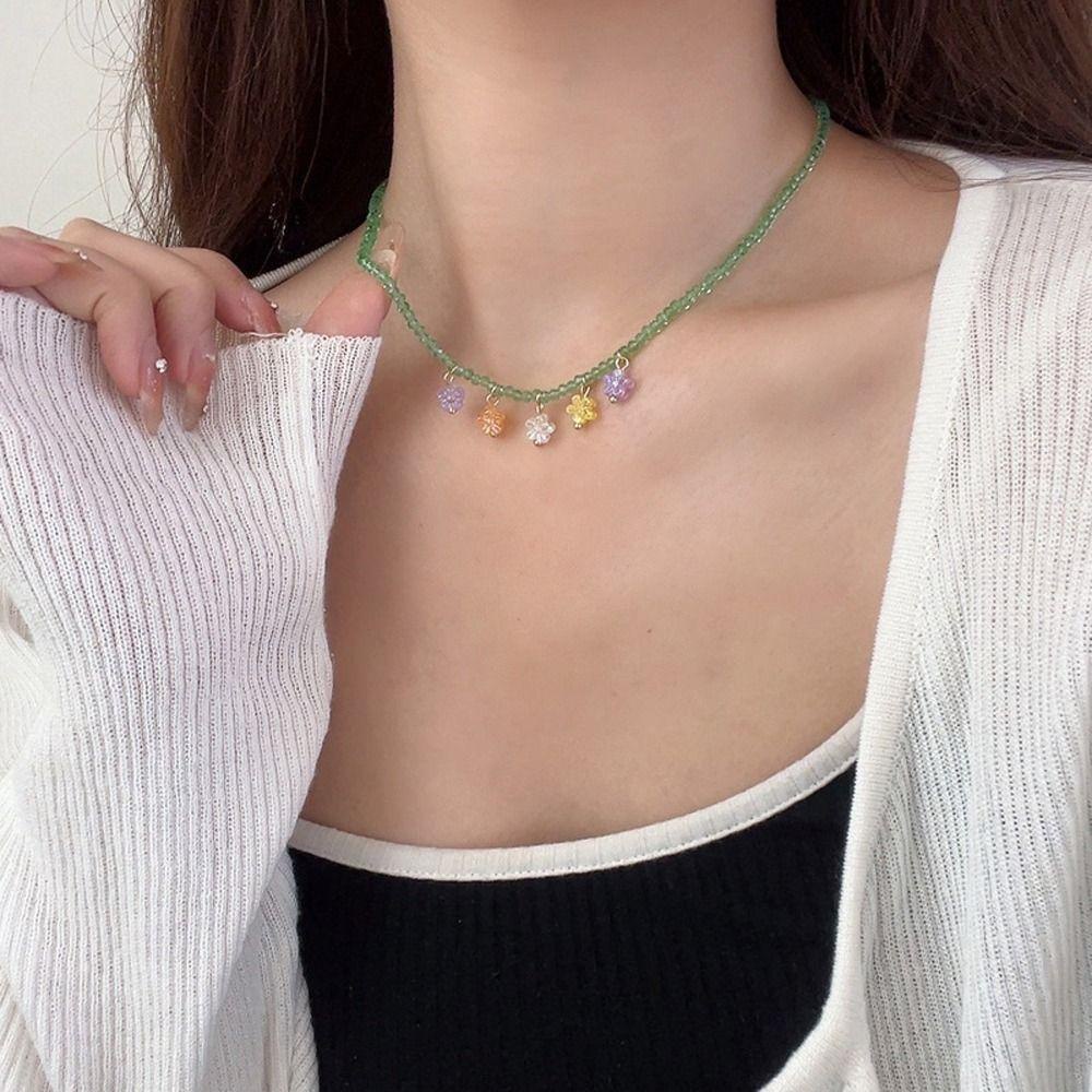 OCEANMAP Vòng cổ Hạt Nhựa Nhiều Màu Sắc Phong Cách Hàn Quốc Y2K Dành Cho Nữ