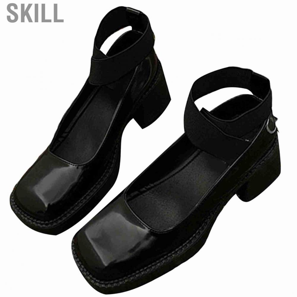 Skill Women Block Heel Shoes  Rubber Sole Prevent Slipping Close Toes Heeled for Office