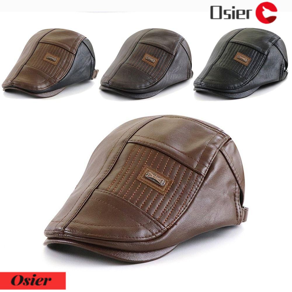 Mũ Beret Da PU Lót Nhung 1 Lỗ Giữ Ấm Tùy Chỉnh Thời Trang Cho Nam