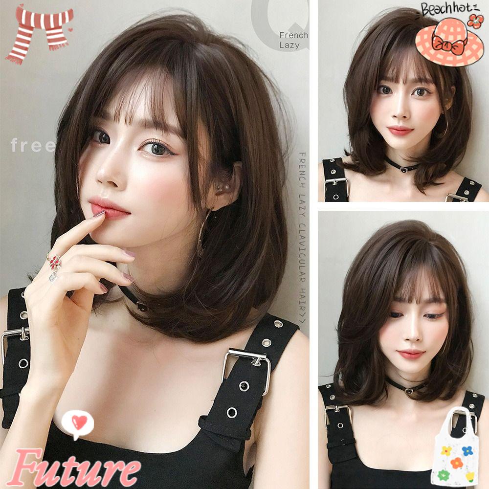 Bộ Tóc Giả Ngắn Ngang Vai 40CM Tự Nhiên