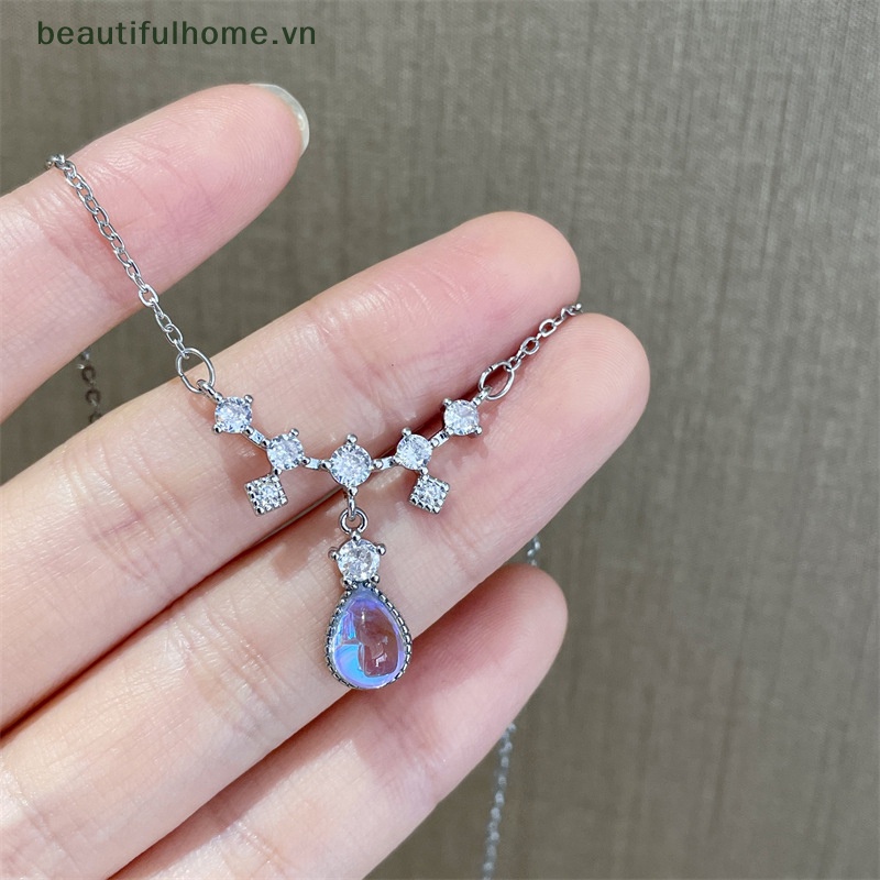 [beautifulhome] Vòng cổ Đính Đá Mặt Trăng Hình Giọt Nước Sáng Tạo Thời Trang Cho Nữ [beauty]