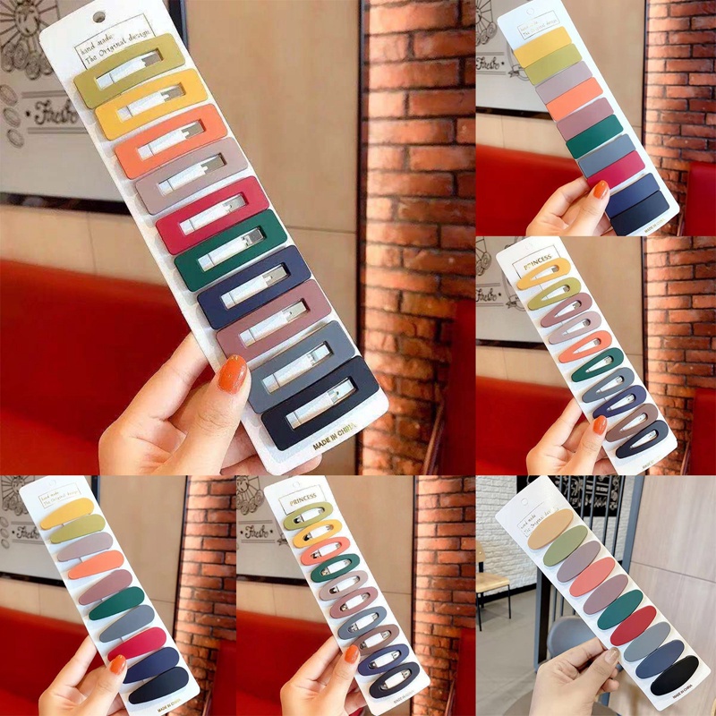 Ygt Set 10 Kẹp Tóc Nữ Màu Trơn Họa Tiết Hình Học Thời Trang