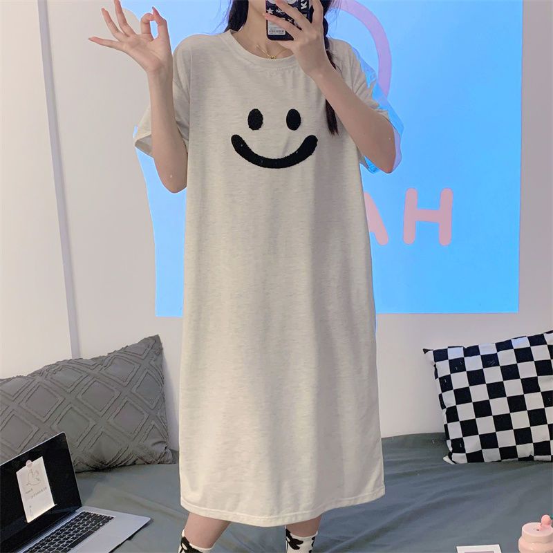 Đồ ngủ Cotton Dài Qua Gối Phong Cách Hàn Quốc Thời Trang Mùa Hè Cho Mẹ Bầu