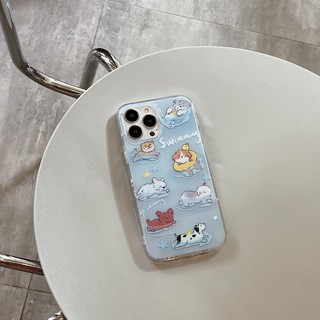 Ốp Điện Thoại Mềm In Hình Chú Cún Bơi Lội Cho iPhone 11 12 12Pro 12ProMax 13 13Pro 13ProMax 14 14Pro 14ProMax